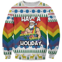 Have A Super Gay Holiday Christmas Sweatshirt Xmas Holiday Patterns - Wonder Print Shop