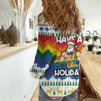 Have A Super Gay Holiday Christmas Women Casual Shirt Xmas Holiday Patterns - Wonder Print Shop