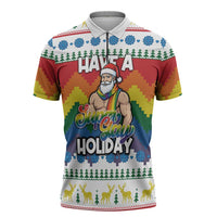 Have A Super Gay Holiday Christmas Zipper Polo Shirt Xmas Holiday Patterns - Wonder Print Shop