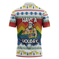 Have A Super Gay Holiday Christmas Zipper Polo Shirt Xmas Holiday Patterns - Wonder Print Shop
