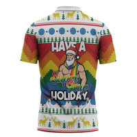 Have A Super Gay Holiday Christmas Zipper Polo Shirt Xmas Holiday Patterns - Wonder Print Shop