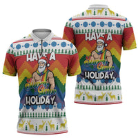 Have A Super Gay Holiday Christmas Zipper Polo Shirt Xmas Holiday Patterns - Wonder Print Shop