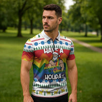 Have A Super Gay Holiday Christmas Zipper Polo Shirt Xmas Holiday Patterns - Wonder Print Shop