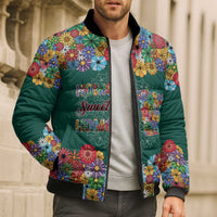 Home Sweet Home Minnesota Flower Xmas Christmas Bomber Puffer Jacket Xmas Holiday Patterns - Wonder Print Shop