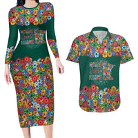 Home Sweet Home Minnesota Flower Xmas Christmas Couples Matching Long Sleeve Bodycon Dress and Hawaiian Shirt Xmas Holiday Patterns - Wonder Print Shop