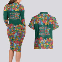 Home Sweet Home Minnesota Flower Xmas Christmas Couples Matching Long Sleeve Bodycon Dress and Hawaiian Shirt Xmas Holiday Patterns - Wonder Print Shop