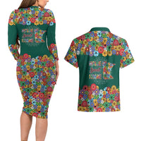 Home Sweet Home Minnesota Flower Xmas Christmas Couples Matching Long Sleeve Bodycon Dress and Hawaiian Shirt Xmas Holiday Patterns - Wonder Print Shop