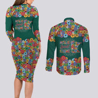 Home Sweet Home Minnesota Flower Xmas Christmas Couples Matching Long Sleeve Bodycon Dress and Long Sleeve Button Shirt Xmas Holiday Patterns - Wonder Print Shop
