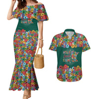 Home Sweet Home Minnesota Flower Xmas Christmas Couples Matching Mermaid Dress and Hawaiian Shirt Xmas Holiday Patterns - Wonder Print Shop