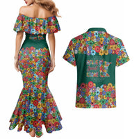 Home Sweet Home Minnesota Flower Xmas Christmas Couples Matching Mermaid Dress and Hawaiian Shirt Xmas Holiday Patterns - Wonder Print Shop