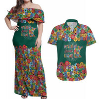Home Sweet Home Minnesota Flower Xmas Christmas Couples Matching Off Shoulder Maxi Dress and Hawaiian Shirt Xmas Holiday Patterns - Wonder Print Shop
