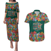 Home Sweet Home Minnesota Flower Xmas Christmas Couples Matching Puletasi and Hawaiian Shirt Xmas Holiday Patterns - Wonder Print Shop