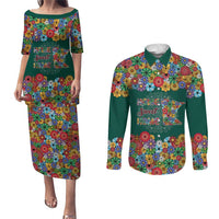 Home Sweet Home Minnesota Flower Xmas Christmas Couples Matching Puletasi and Long Sleeve Button Shirt Xmas Holiday Patterns - Wonder Print Shop