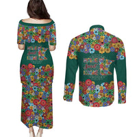 Home Sweet Home Minnesota Flower Xmas Christmas Couples Matching Puletasi and Long Sleeve Button Shirt Xmas Holiday Patterns - Wonder Print Shop