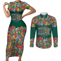 Home Sweet Home Minnesota Flower Xmas Christmas Couples Matching Short Sleeve Bodycon Dress and Long Sleeve Button Shirt Xmas Holiday Patterns - Wonder Print Shop