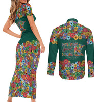 Home Sweet Home Minnesota Flower Xmas Christmas Couples Matching Short Sleeve Bodycon Dress and Long Sleeve Button Shirt Xmas Holiday Patterns - Wonder Print Shop