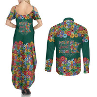 Home Sweet Home Minnesota Flower Xmas Christmas Couples Matching Summer Maxi Dress and Long Sleeve Button Shirt Xmas Holiday Patterns - Wonder Print Shop