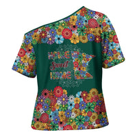 Home Sweet Home Minnesota Flower Xmas Christmas Cross Shoulder Shirt Xmas Holiday Patterns - Wonder Print Shop