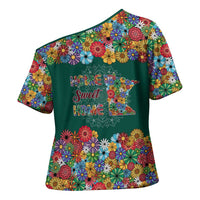 Home Sweet Home Minnesota Flower Xmas Christmas Cross Shoulder Shirt Xmas Holiday Patterns - Wonder Print Shop
