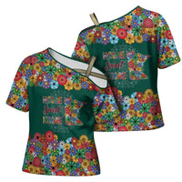 Home Sweet Home Minnesota Flower Xmas Christmas Cross Shoulder Shirt Xmas Holiday Patterns - Wonder Print Shop