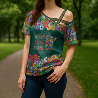 Home Sweet Home Minnesota Flower Xmas Christmas Cross Shoulder Shirt Xmas Holiday Patterns - Wonder Print Shop