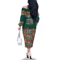 Home Sweet Home Minnesota Flower Xmas Christmas Family Matching Off The Shoulder Long Sleeve Dress and Hawaiian Shirt Xmas Holiday Patterns - Wonder Print Shop