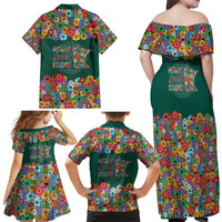 Home Sweet Home Minnesota Flower Xmas Christmas Family Matching Off Shoulder Maxi Dress and Hawaiian Shirt Xmas Holiday Patterns - Wonder Print Shop