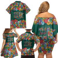 Home Sweet Home Minnesota Flower Xmas Christmas Family Matching Off Shoulder Short Dress and Hawaiian Shirt Xmas Holiday Patterns - Wonder Print Shop