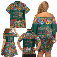 Home Sweet Home Minnesota Flower Xmas Christmas Family Matching Off Shoulder Short Dress and Hawaiian Shirt Xmas Holiday Patterns - Wonder Print Shop