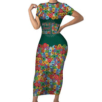 Home Sweet Home Minnesota Flower Xmas Christmas Family Matching Short Sleeve Bodycon Dress and Hawaiian Shirt Xmas Holiday Patterns - Wonder Print Shop