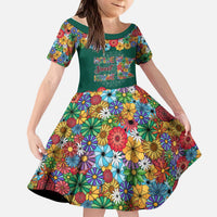 Home Sweet Home Minnesota Flower Xmas Christmas Kid Short Sleeve Dress Xmas Holiday Patterns - Wonder Print Shop
