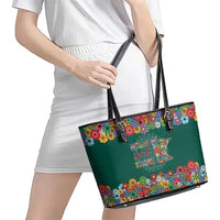Home Sweet Home Minnesota Flower Xmas Christmas Leather Tote Bag Xmas Holiday Patterns - Wonder Print Shop