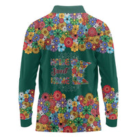 Home Sweet Home Minnesota Flower Xmas Christmas Long Sleeve Polo Shirt Xmas Holiday Patterns - Wonder Print Shop