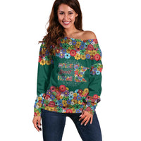 Home Sweet Home Minnesota Flower Xmas Christmas Off Shoulder Sweater Xmas Holiday Patterns - Wonder Print Shop