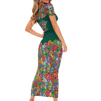 Home Sweet Home Minnesota Flower Xmas Christmas Short Sleeve Bodycon Dress Xmas Holiday Patterns - Wonder Print Shop