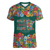 Home Sweet Home Minnesota Flower Xmas Christmas Women V-Neck T-Shirt Xmas Holiday Patterns - Wonder Print Shop