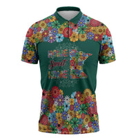Home Sweet Home Minnesota Flower Xmas Christmas Zipper Polo Shirt Xmas Holiday Patterns - Wonder Print Shop