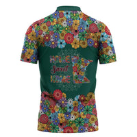Home Sweet Home Minnesota Flower Xmas Christmas Zipper Polo Shirt Xmas Holiday Patterns - Wonder Print Shop