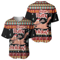 Have A Nutty Holiday Christmas Baseball Jersey Xmas Holiday Patterns - Wonder Print Shop