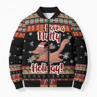 Have A Nutty Holiday Christmas Bomber Puffer Jacket Xmas Holiday Patterns - Wonder Print Shop