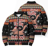 Have A Nutty Holiday Christmas Bomber Puffer Jacket Xmas Holiday Patterns - Wonder Print Shop