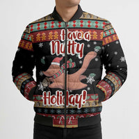 Have A Nutty Holiday Christmas Bomber Puffer Jacket Xmas Holiday Patterns - Wonder Print Shop