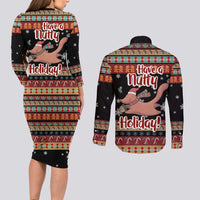 Have A Nutty Holiday Christmas Couples Matching Long Sleeve Bodycon Dress and Long Sleeve Button Shirt Xmas Holiday Patterns - undefined