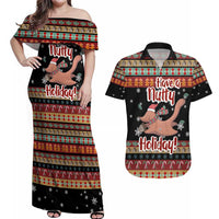 Have A Nutty Holiday Christmas Couples Matching Off Shoulder Maxi Dress and Hawaiian Shirt Xmas Holiday Patterns - Wonder Print Shop