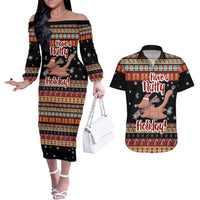 Have A Nutty Holiday Christmas Couples Matching Off The Shoulder Long Sleeve Dress and Hawaiian Shirt Xmas Holiday Patterns - Wonder Print Shop
