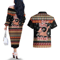 Have A Nutty Holiday Christmas Couples Matching Off The Shoulder Long Sleeve Dress and Hawaiian Shirt Xmas Holiday Patterns - Wonder Print Shop