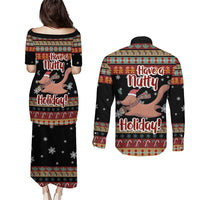 Have A Nutty Holiday Christmas Couples Matching Puletasi and Long Sleeve Button Shirt Xmas Holiday Patterns - Wonder Print Shop
