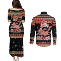 Have A Nutty Holiday Christmas Couples Matching Puletasi and Long Sleeve Button Shirt Xmas Holiday Patterns - Wonder Print Shop