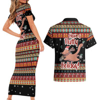 Have A Nutty Holiday Christmas Couples Matching Short Sleeve Bodycon Dress and Hawaiian Shirt Xmas Holiday Patterns - Wonder Print Shop