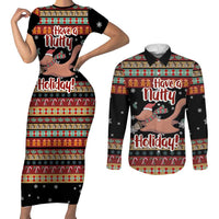 Have A Nutty Holiday Christmas Couples Matching Short Sleeve Bodycon Dress and Long Sleeve Button Shirt Xmas Holiday Patterns - Wonder Print Shop